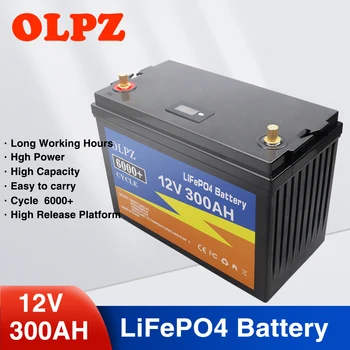 12V 300Ah LiFePO4 батерия Вграден BMS литиево-желязо-фосфатный елемент 6000 цикъла за къмпинг RV Cart Solar
