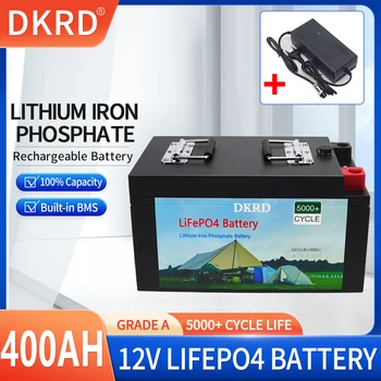 12V LiFePO4 Батериите 400Ah 300AH Литиево-Желязо-Фосфатный Елемент Вграден BMS За Къмпинг на Открито от количка за Голф Слънчевата Батерия + Зарядно Устройство
