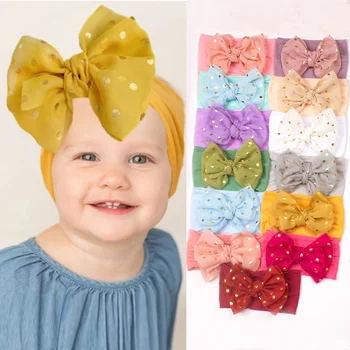 13 едноцветни цветове, меката найлонова еластична детска превръзка на главата с лък за новородени момичета, ленти за коса, Аксесоари за коса