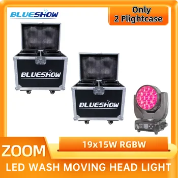 2 елемента Zoom Wash Lyre 19x15 W Flight Case LED Moving Head Light Beam Rock Калъф За Двойно Осветление LED Zoom Wash Lyre Beam Spot DMX