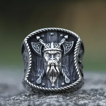2023 Мъжки пръстен от неръждаема стомана 316L Креативен дизайн, воин-викинг, Двойна брадва, Орел Один, пръстен, бижута за подаръци, безплатна доставка
