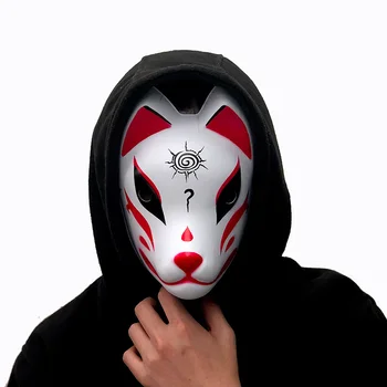2023 Нови маски на японски лисици, маскарадная маска за cosplay, Партита, Хелоуин, с пискюли, звънци, маски от PVC с ръчно рисувани цялото лице