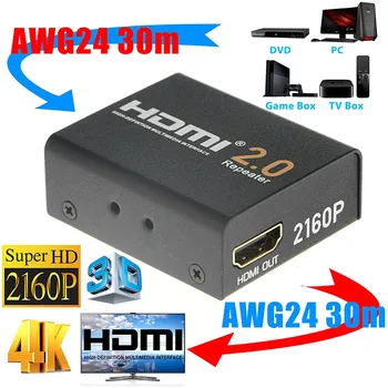 2160P, 3D 4K, HDMI 2.0 Ретранслатор Удължител Усилвател на адаптер по сигнал на HDTV 60 метра предаване без загуба на HDCP 2.2 за HDTV