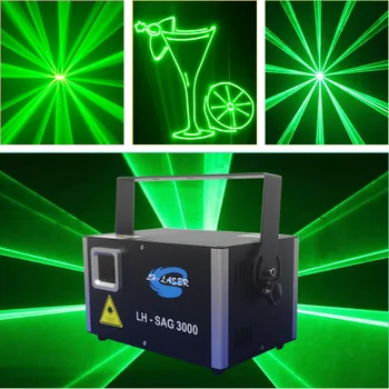 3 W Зелен 520 нм Лазерен проектор Party Bar Club dmx512 ILDA DJ Disco Stage Light