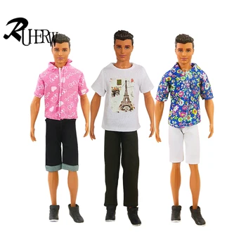 3 компл./лот, модни стоп-моушън облекло, кожени облекла за 12-инчов кукла Кен, тениска за кукли в различни стилове за теб