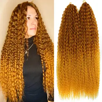 30-Инчови Синтетични Афро Къдрава Къдрава Коса, Плетене На Една Кука Меко Омбре За Удължаване На Косата Marly Hair За Жени