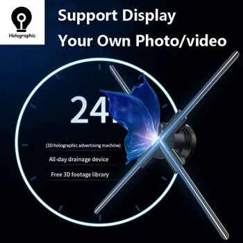 3D Fan Холографски проектор, WiFi 42-80 см led търговска рекламен дисплей Холографски проектор плейър 3D Прехвърляне на изображения, видеоклипове