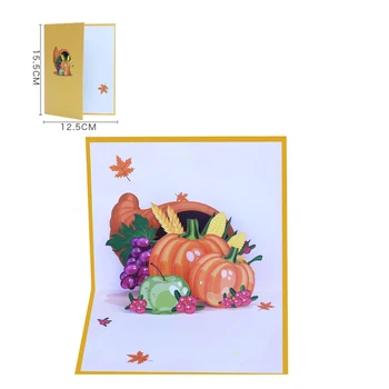 3D Всплывающая поздравителна картичка за Деня на Благодарността с плик лазерно рязане на тиква, Покана за сватба парти, Подарък картичка