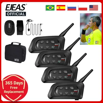 4 бр. EJEAS V4C PLUS, слушалки за преговорния устройство на футболен съдия, 1500 М, дуплексные Bluetooth слушалки, переговорное устройство за конференция + чанта