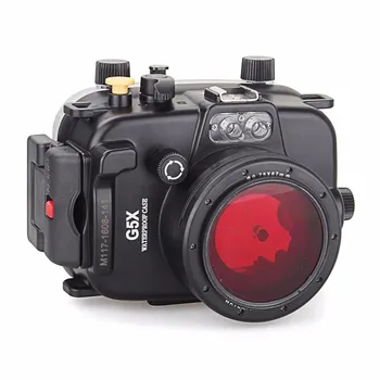 40-метров водоустойчив калъф за фотоапарат за подводно плуване Canon G5X с червен плат M67 67 мм
