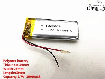 5 бр./лот, добро качество, 3,7 В, 1000 mah, 102360 Полимерна литиево-йонна батерия за играчки, POWER BANK, GPS, mp3, mp4