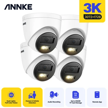 ANNKE 4ШТ 3K IP камера Външна H. 265 + Поддръжка на PoE DC12V IP камера 2,8 мм обектив за Нощно Виждане Защита на Сигурността на Вграден микрофон