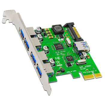 BTBcoin Допълнителна карта 5 портове USB 3.0 PCI-e Карта за разширяване на PCIE USB Адаптер PCI E PCI Express X1 USB 3.0 Контролер USB3.0 Карта на НОВА