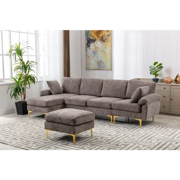 COOLMORE Accent Sofa /Диван за хол, секционни диван, сив полиестер [в наличност в САЩ]