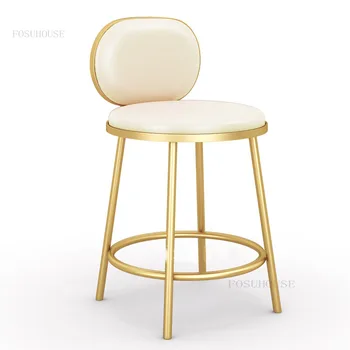 FOSUHOUSE Nordic Проста висока Бар стол със Съвременни Мебели, Кафе-Часова рецепция Бар стол с облегалка Бижутериен магазин Меки бар столове на възглавници