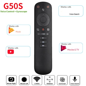 G50S 2.4 G Безжична Интелигентна Въздушна Мишка С Гироскопом Google IR learning Voice Дистанционно Управление Приемник G50 за Android TV Box T95 X96 H96