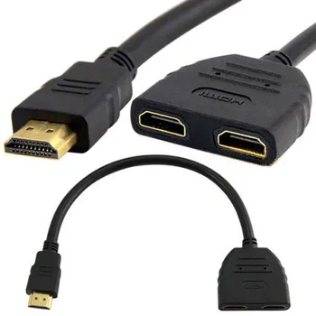 HDMI-съвместим сплитер с 1 входен жак на 2 изходни порта за кабелен адаптер конвертор 1080P за игри, видео, мултимедийни устройства