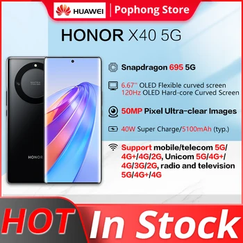 HONOR X40 5G Мобилен телефон 6,67 инчов OLED Извит екран, Snapdragon 695 Восьмиядерный 40 W SuperCharge 5100 mah
