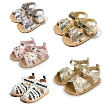 KIDSUN/ нови летни сандали за малки момичета, сандали с мека подметка за деца, обувки на равна подметка за новородени 0-18 месеца