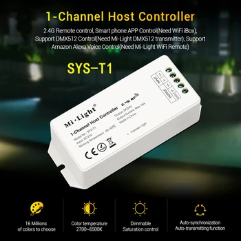 Miboxer SYS-T1 1-канален хост контролер DC24V 15A с радиочестотни дистанционно управление на 2,4 Ghz/APP/DMX512/Alexa Control е съвместим с Mi-Light серия SYS