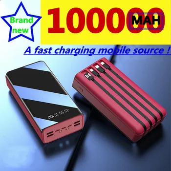 Power Bank 100000Mah Type C Micro USB Бързо Зареждане на Power Bank Led Дисплей Преносимо Външно Зарядно Устройство За Телефон, Таблет