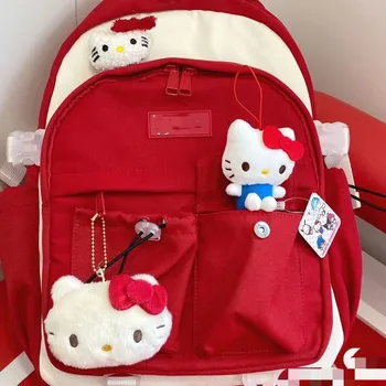 Sanrio hello kitty училищна чанта за гимназист тук, скъпа cartoony раница раница за колежа, чанта за пътуване, модерна чанта за съхранение