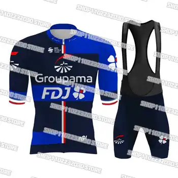Team Groupama-FDJ 2023 Комплекти Джърси за велоспорта, Нов сезон, Франция, надпревара, къс ръкав, Бързосъхнеща Майо, Велосипедна облекло Ciclismo