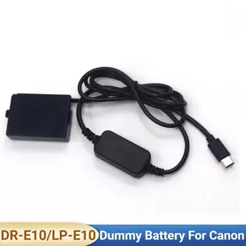 USB Type C PD Конвертор Кабел dc + DR-E10 LP-E10 Фиктивен Батерия За Фотоапарат Canon EOS 1200D 1300D 1500D X90 X80 X70 X50 T5 T6 T7