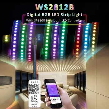 WS2812B Led Лента RGBIC Magic Адресируеми Цифрови Лампи SMD5050 5V SP110E Контролер 30/60/144 Пиксела Гъвкава Лента Лента Лампа