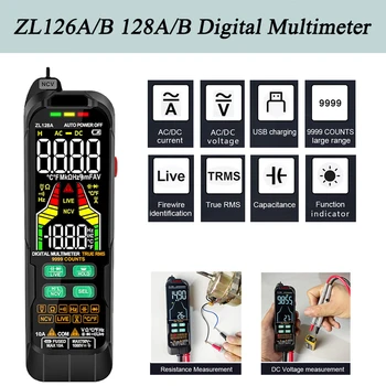 ZL126A/B 128A/B Цифров мултицет 6000 T-RMS LCD ДИСПЛЕЙ за постоянен Ток, Променлив Ток, Тестер за Напрежение Капацитет Ω Диод Multimetro NCV Hz Проводник под напрежение