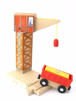 аксесоари за дървени пътеки p182 Играчки за часовниковата кула на кранове, магнитни модели на коли, игри за изграждането на алеи, съвместими с дървени пътеки