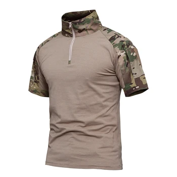Армията тактическа тениска за еърсофт оръжия, камуфляжная мъжки памучен риза в стил милитари с къс ръкав, ризи бойни нападки, дрехи за пейнтбола, hoody
