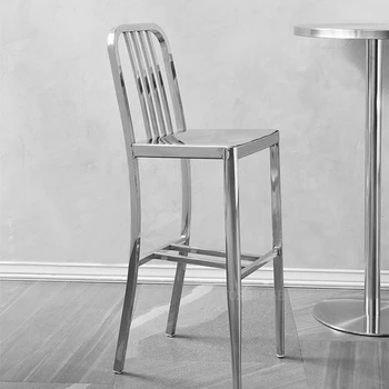 Бар столове от неръждаема стомана, Мебели за хола Високи бар столове Бар маса в хотел стол за ресторант Бар стол с облегалка Бар столове