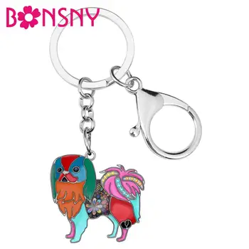 Бонсни, емайла сплав, ключодържател с цветен модел на японската кучета, ключодържател, авто-Портфейл, чанта, ключодържател с животни за жени, Момичета, мъже, Подарък за украса
