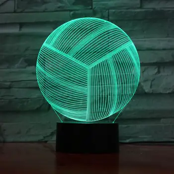 Волейболно форма, 3D led нощна светлина с 7 цветя, лампа за дома, Страхотна визуализация, оптична илюзия, лампа 954