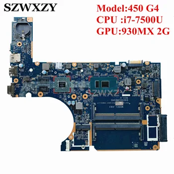 Възстановена дънна Платка за лаптоп HP 450 G4 907715-601 907715-501 907715-001 DA0X83MB6H0 с процесор SR2ZV I7-7500U 930MX 2G GPU