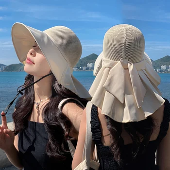 Годишна Жена от панама с шал, дишаща плажна шапка от куха тел, с голям нос, дамски солнцезащитная шапка Gorra Para Mujer