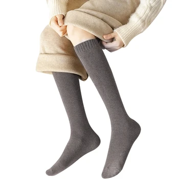 Дамски модни Дълги Чорапи в японски Стил, обикновена топли Чорапи от изкуствена вълна