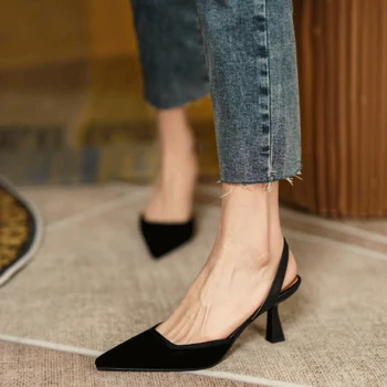Дамски обувки за продажба на 2023 г., Висококачествени Базови Дамски Летни Улични обувки-лодка на висок ток с кръгло бомбе, женски Zapatos De Mujer