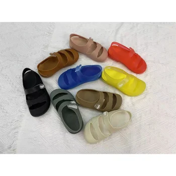 Детски сандали Baotou с дупки за момчета, детски нескользящая желейная обувки с мека подметка, лятна плажна обувки в стил ретро, за момичета