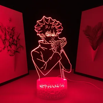 Дистанционно джиу-джицу Кайсен Аниме Мегуми Фушигуро 3D Лампа нощна светлина за Подарък за рожден Ден джиу-джицу Кайсен Мегуми Фушигуро Настолна Лампа