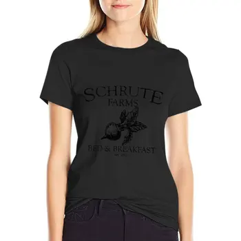 Забавна офис тениска Schrute Farms, риза с домашен любимец принтом за момичета, дамски дрехи с къс ръкав, топ за жени