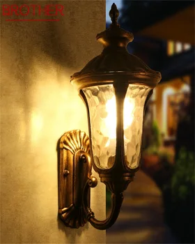 Класически улица, с монтиран на стената лампа BROTHER LED Водоустойчива IP65 ретро-сутиени, декоративна лампа за дома веранда