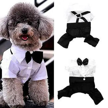 Костюм с папийонка за кучета, сватбена фотография, фалшива риза от две части, костюм за плюшено кученце, Стилни дрехи за домашни любимци, облекло за кучета, тениска за кучета