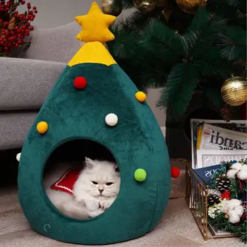 Креативна Коледна елха във формата на войлочного котешки гнезда, Коледна пещера за домашни любимци, Творчески котешки къща във формата на дърво, домашно гнездо За котки и Котенца
