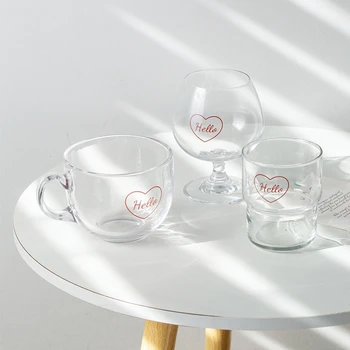 Креативна стъклена чаша, огнеупорни чай, Сок, Млечни посуда, Кафеена чаша, Домашни чаши за вода, чаша за уиски, подарък за Свети Валентин