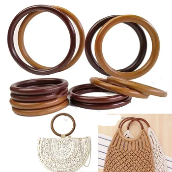 Кръгла дръжка, набор от пъзела с масивна дървена дръжка, Кръгли дръжки за чанти, аксесоари за плетени чанти ръчна изработка, дървена закачалка за чанти obag