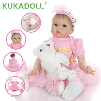 Кукли KUKADOLL бебета Reborn 55 см, Тканевое Тяло, на Едро, Реалистична Bebe Reborn Boneca Menina, Ранно Образование За Дете, Подарък За Рожден Ден