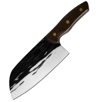 Кухненски нож Sowoll от 7-инчов високо от неръждаема стомана, за рязане на зеленчуци и Месо с дървена дръжка и Остър нож