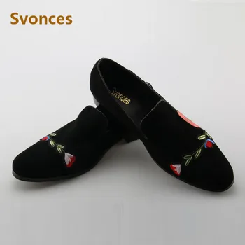 Модерен мъжки ежедневни обувки с бродерия от флока, луксозен дизайнерски обувки Laofers с цветя, удобни мъжки обувки на равна подметка, маркови слипоны Zapatillas